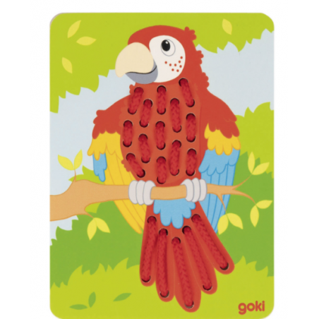 Juego de Enhebrar, Loro, León y Cebra Juego de Enhebrar, Loro, León y Cebra