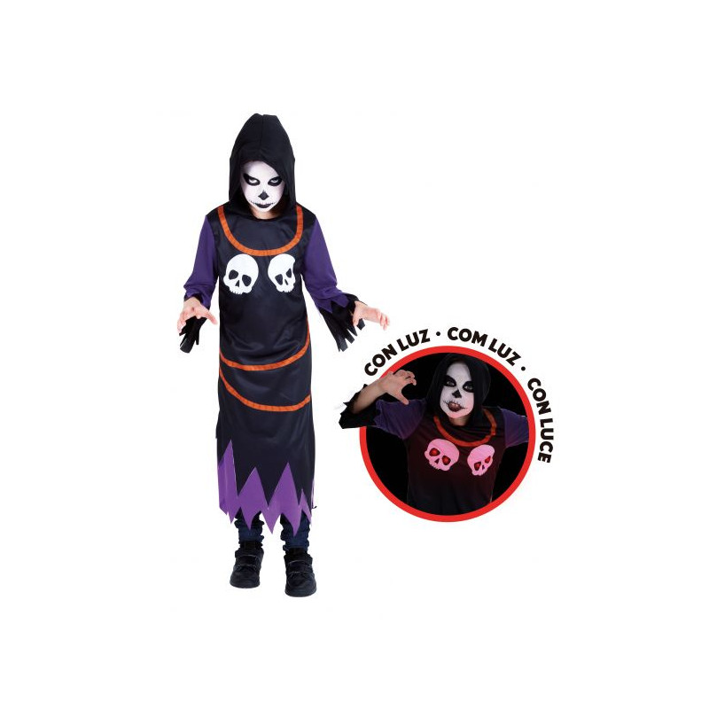 DISFRAZ SKULL NOCTURNO CON LUZ INF L
