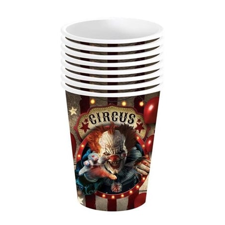 BOLSA 6 VASOS PAYASO 240 ML 9 CM