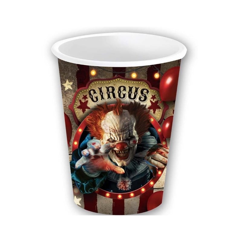BOLSA 6 VASOS PAYASO 240 ML 9 CM