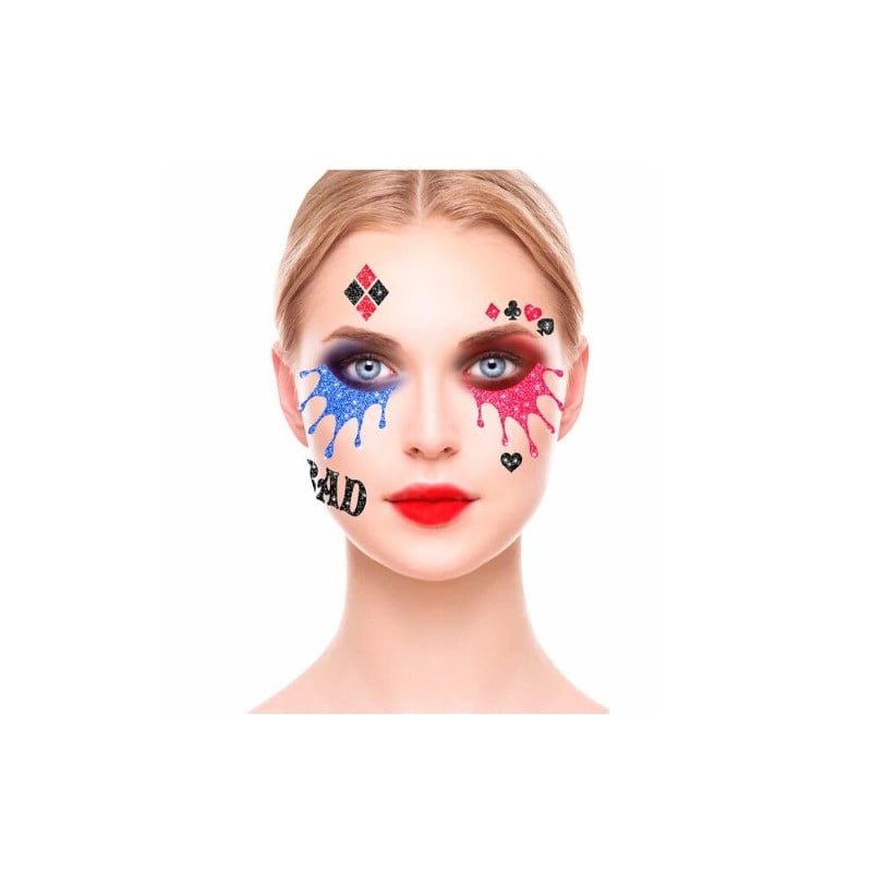 MAQUILLAJE ADHESIVO DANGEROUS HARLEY QUINN GLITTER 20X20 CM