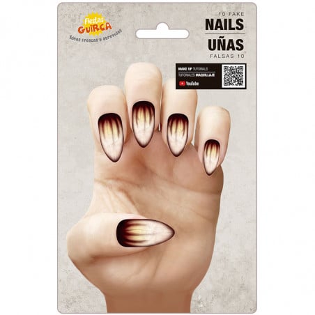 10 UÑAS HOMBRE LOBO CON PEGAMENTO