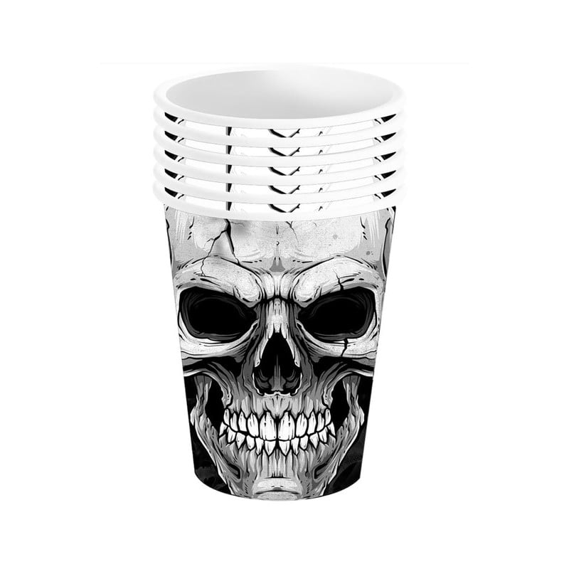 6 Vasos Calavera Halloween 240 Ml