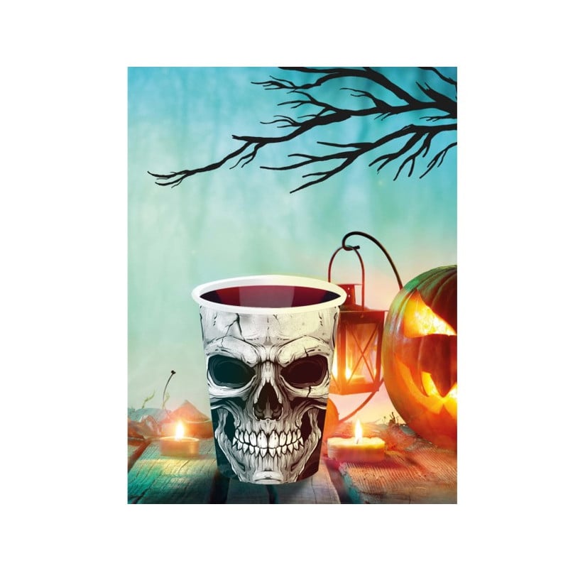 6 Vasos Calavera Halloween 240 Ml