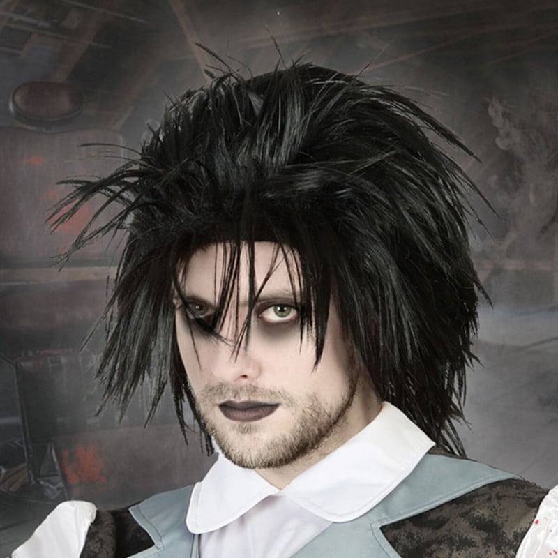 Peluca Rockero Negra Despeinada