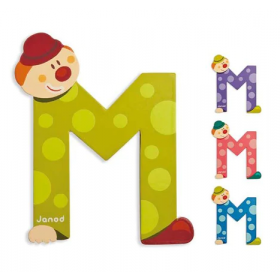 Letra M Payaso de Madera