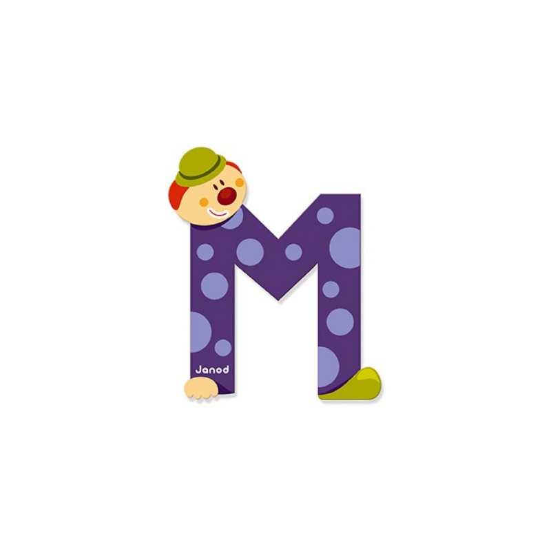 Letra M Payaso de Madera