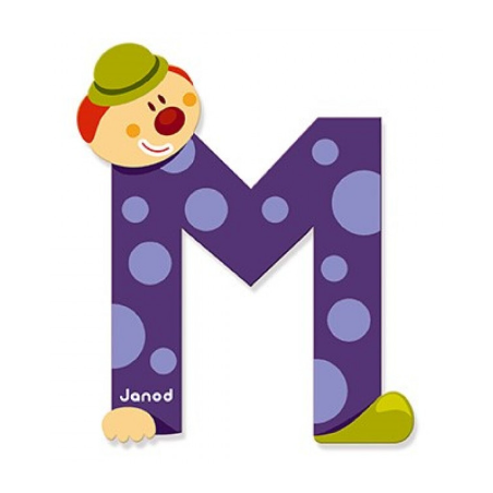Letra M Payaso de Madera