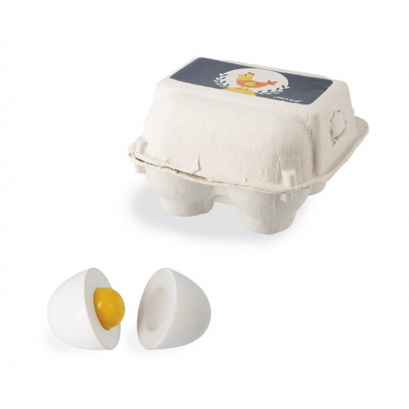 HUEVERA CON 4 HUEVOS DE MADERA