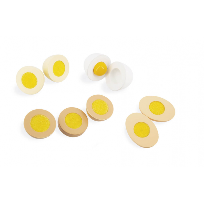HUEVERA CON 4 HUEVOS DE MADERA