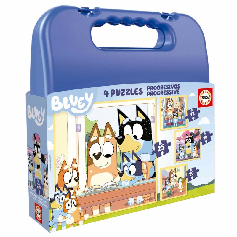 Maletín Puzzles Progresivos Bluey 12+16+20+25 Piezas