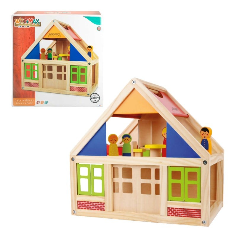 Casa Muñecas Madera Con Muebles