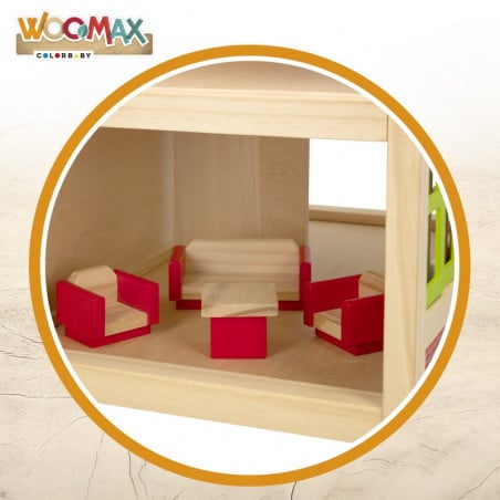 WOOMAX CASA MUÑECAS MADERA C/MUEBLES