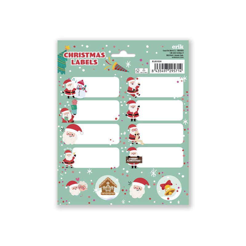 ETIQUETAS ADHESIVAS NAVIDAD PAPA NOEL