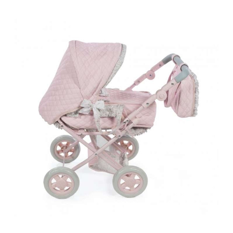 CUCO C/RUEDAS PIEL ROSA FLORES 37x65x44