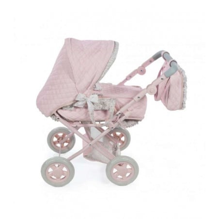 CUCO C/RUEDAS PIEL ROSA FLORES 37x65x44