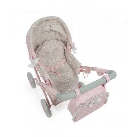 CUCO C/RUEDAS PIEL ROSA FLORES 37x65x44