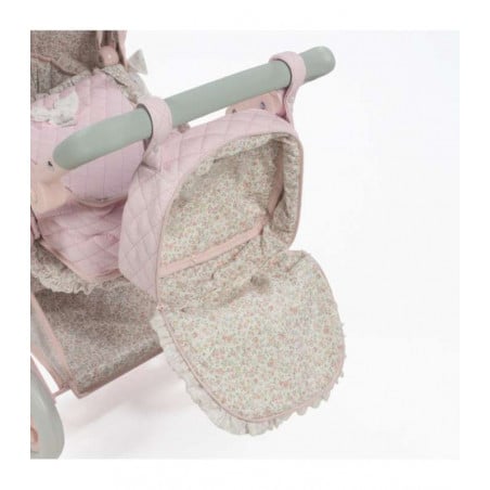 CUCO C/RUEDAS PIEL ROSA FLORES 37x65x44