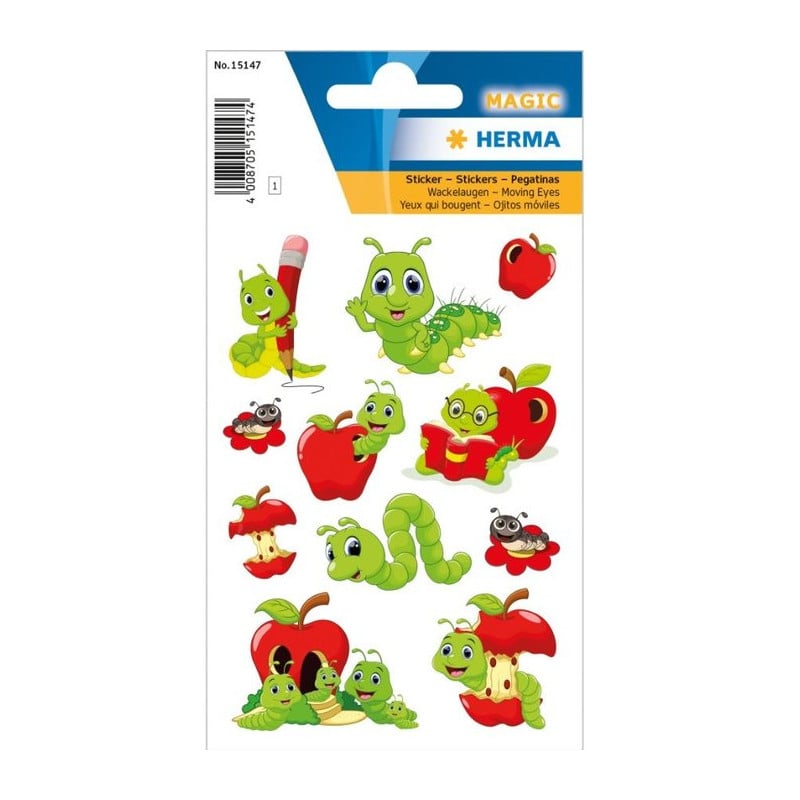 Pegatinas Decorativas Gusanos Ojos Mov.