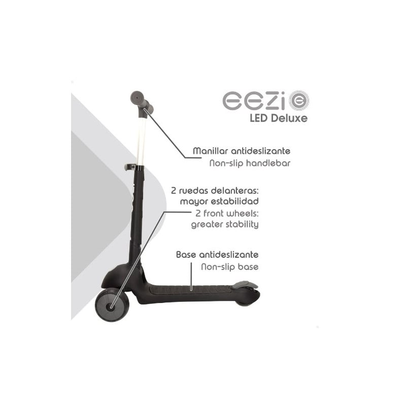 Patinete 3 Ruedas Eezi Aluminio Negro