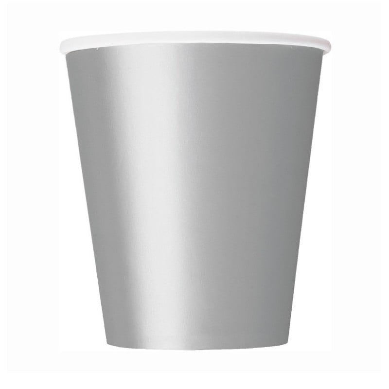8 Vasos Papel Plata Lisos