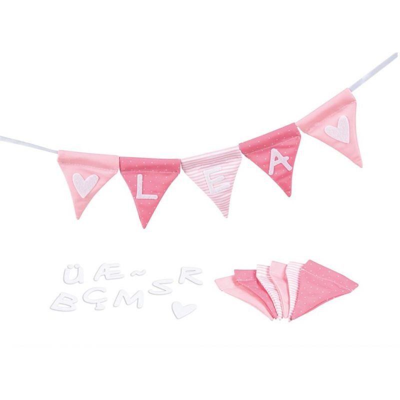 GUIRNALDA DE BANDERINES ROSA