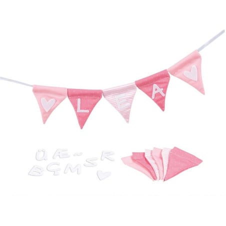 GUIRNALDA DE BANDERINES ROSA