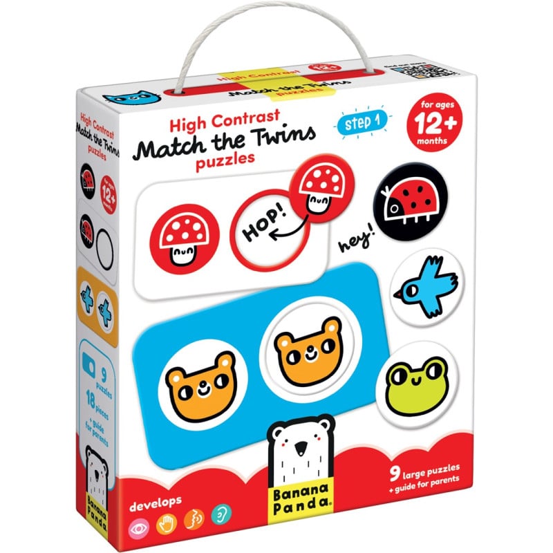 Cartas para Emparejar de Alto Contraste Banana Panda