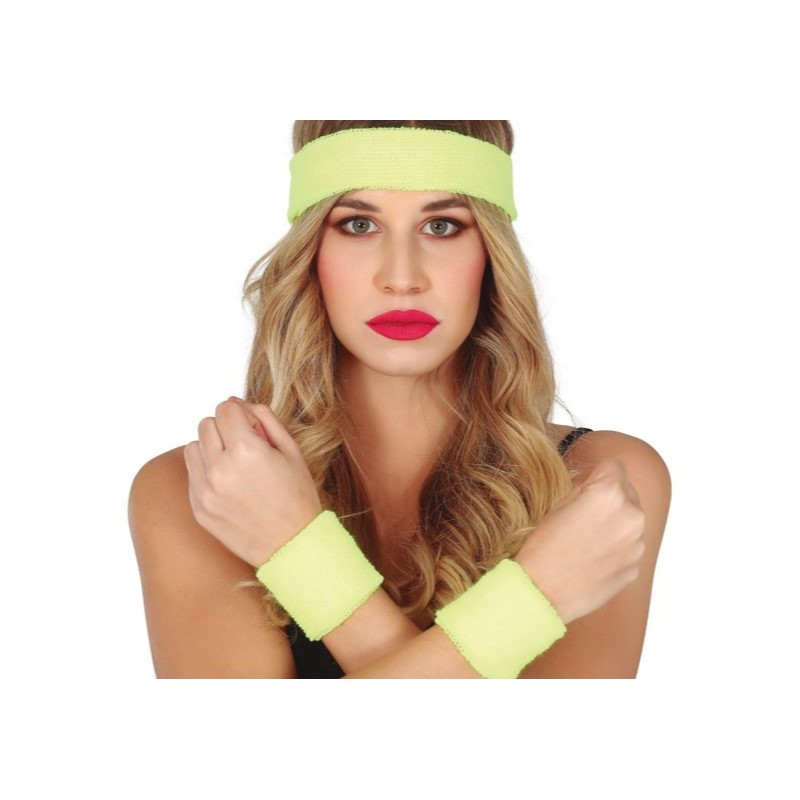 Conjunto 2 Muñequeras y Cinta Amarillo