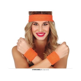 Conjunto 2 Muñequeras y Cinta Naranja