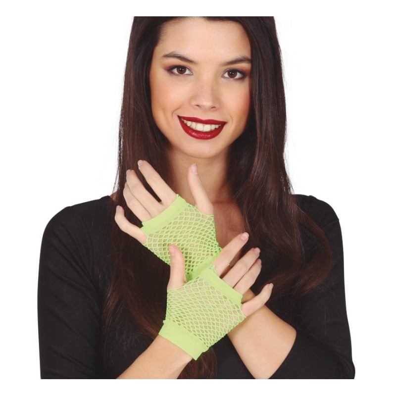 Guantes Malla Verde Neón 11 Cms