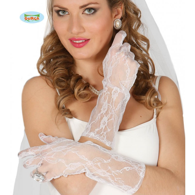 Guantes Calados Blancos 38 Cms