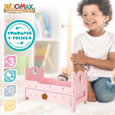Woomax Cama De Madera Para Muñecas