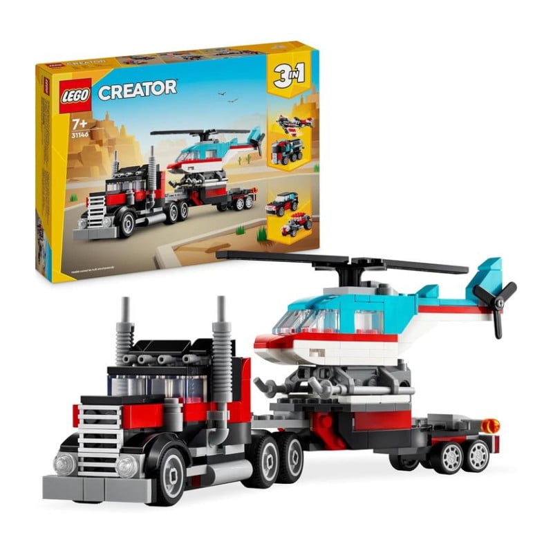 Camión Plataforma con Helicóptero LEGO Creator