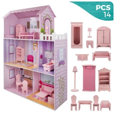 Play & Learn Casa Muñecas Madera