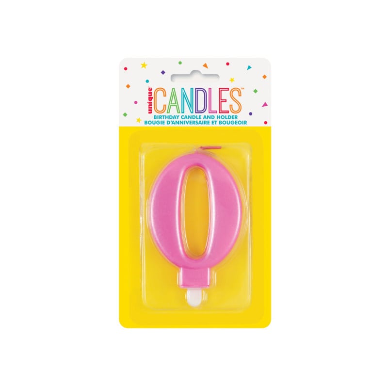 Vela Cumpleaños Número 0 Rosa Metalizado De Fiesta Y Cumpleaños