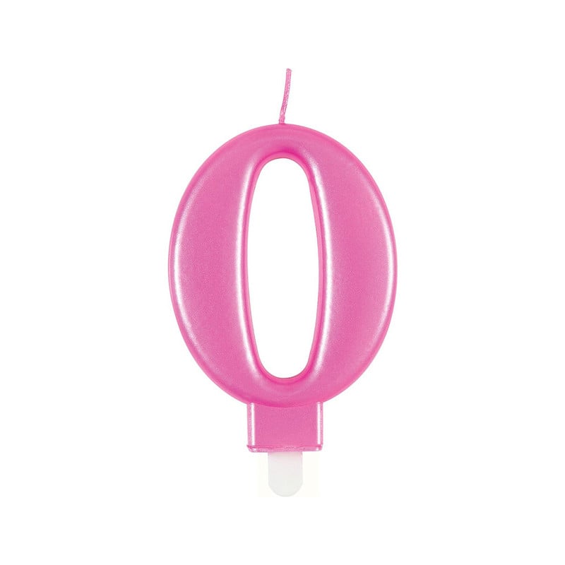 Vela Cumpleaños Número 0 Rosa Metalizado