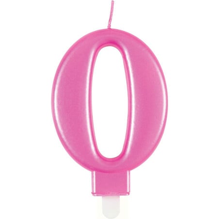 Vela Cumpleaños Número 0 Rosa Metalizado