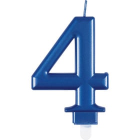 Vela Cumpleaños Número 4 Azul Metalizado 2