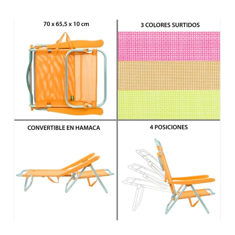 Silla 4 Posiciones Neon 61x47x80 Cm