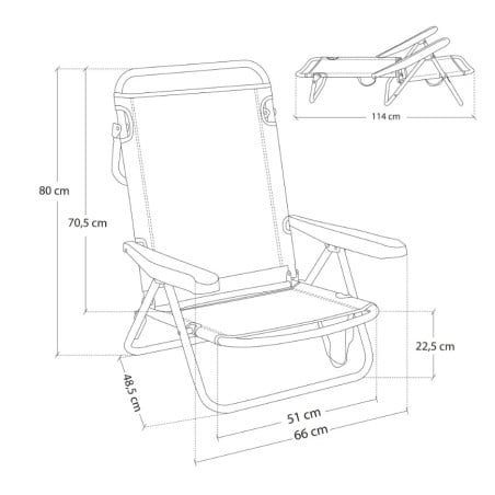 Silla 4 Posiciones Alum/Textil Azul