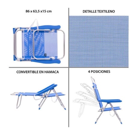 Silla 4 Posiciones 61x56x100 Azul