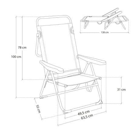 Silla 4 Posiciones 61x56x100 Azul