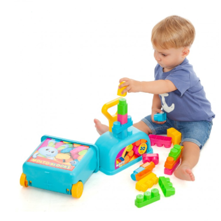 Carrito Con 20 Bloques Azul Carrito Con 20 Bloques Azul
