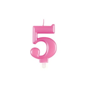 Vela Cumpleaños Número 5 Rosa Metalizado De Fiesta Y Cumpleaños 2