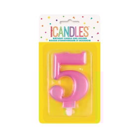 Vela Cumpleaños Número 5 Rosa Metalizado De Fiesta Y Cumpleaños