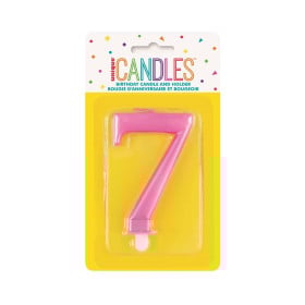 Vela Cumpleaños Número 7 Rosa Metalizado De Fiesta Y Cumpleaños