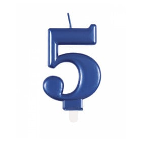 vela de cumpleaños número 5 azul metalizado