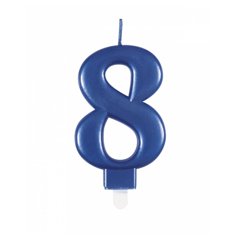 vela de cumpleaños numero 8 azul metalizado