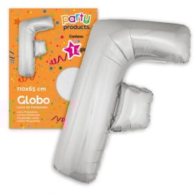 Globo Letra F Poliamida Plata